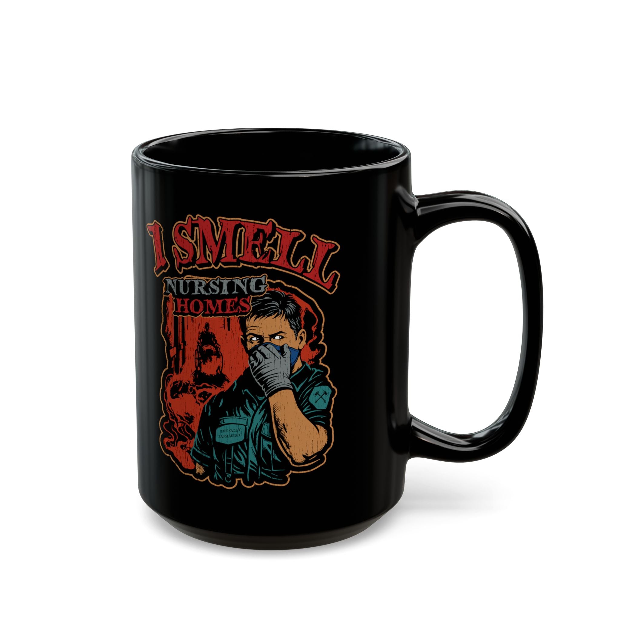 'I Smell Nursing Homes' Retro Horror Graphic Coffee Cup (15oz)