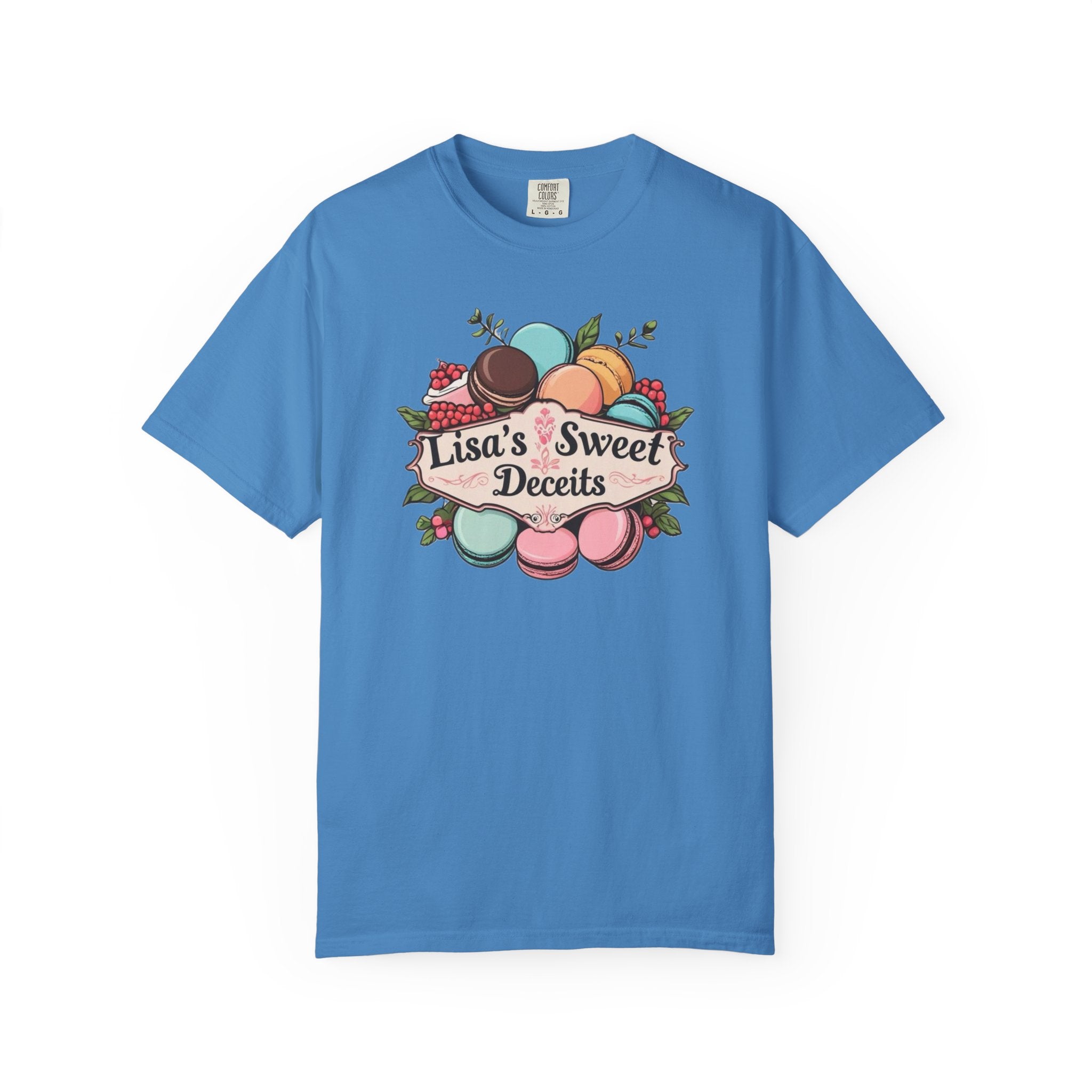 T-Shirt — "Lisa's Sweet Deceits" Macaron Bakery Graphic Tee