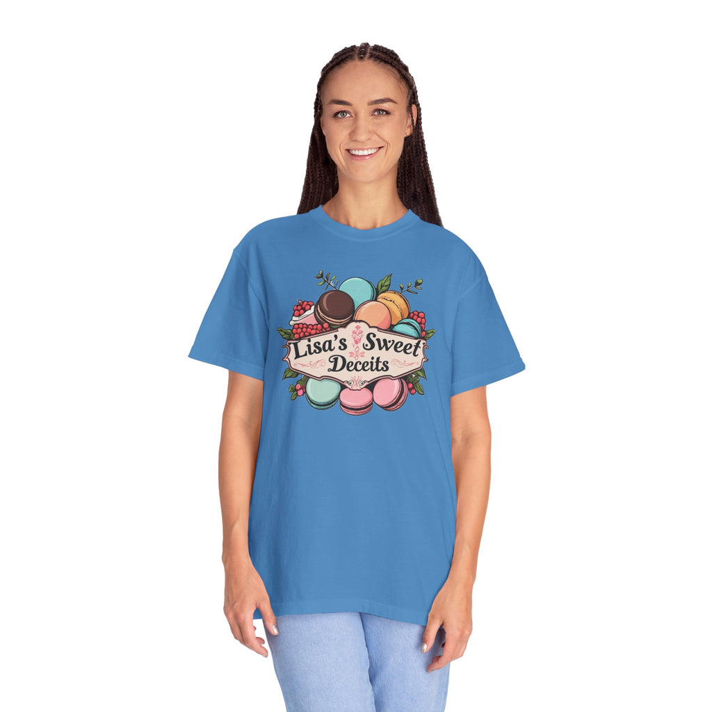 T-Shirt — "Lisa's Sweet Deceits" Macaron Bakery Graphic Tee