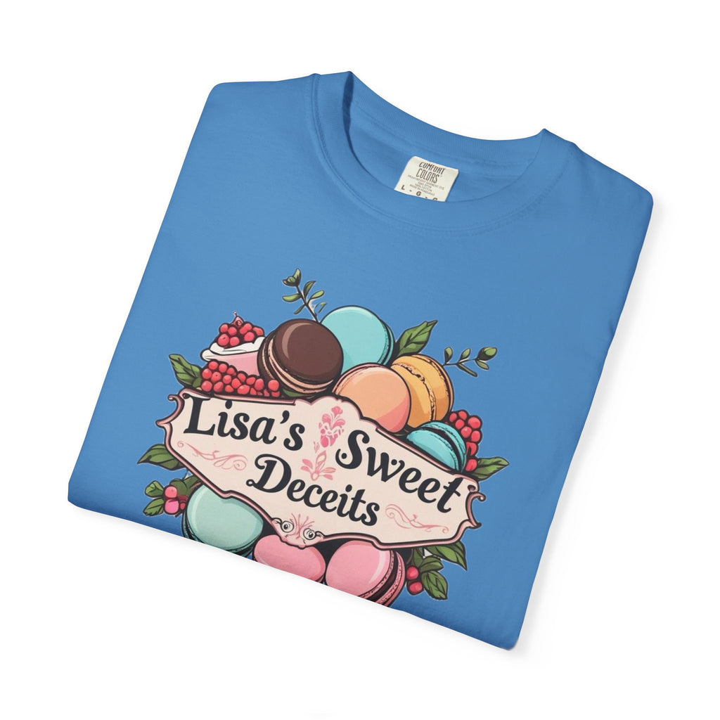 T-Shirt — "Lisa's Sweet Deceits" Macaron Bakery Graphic Tee