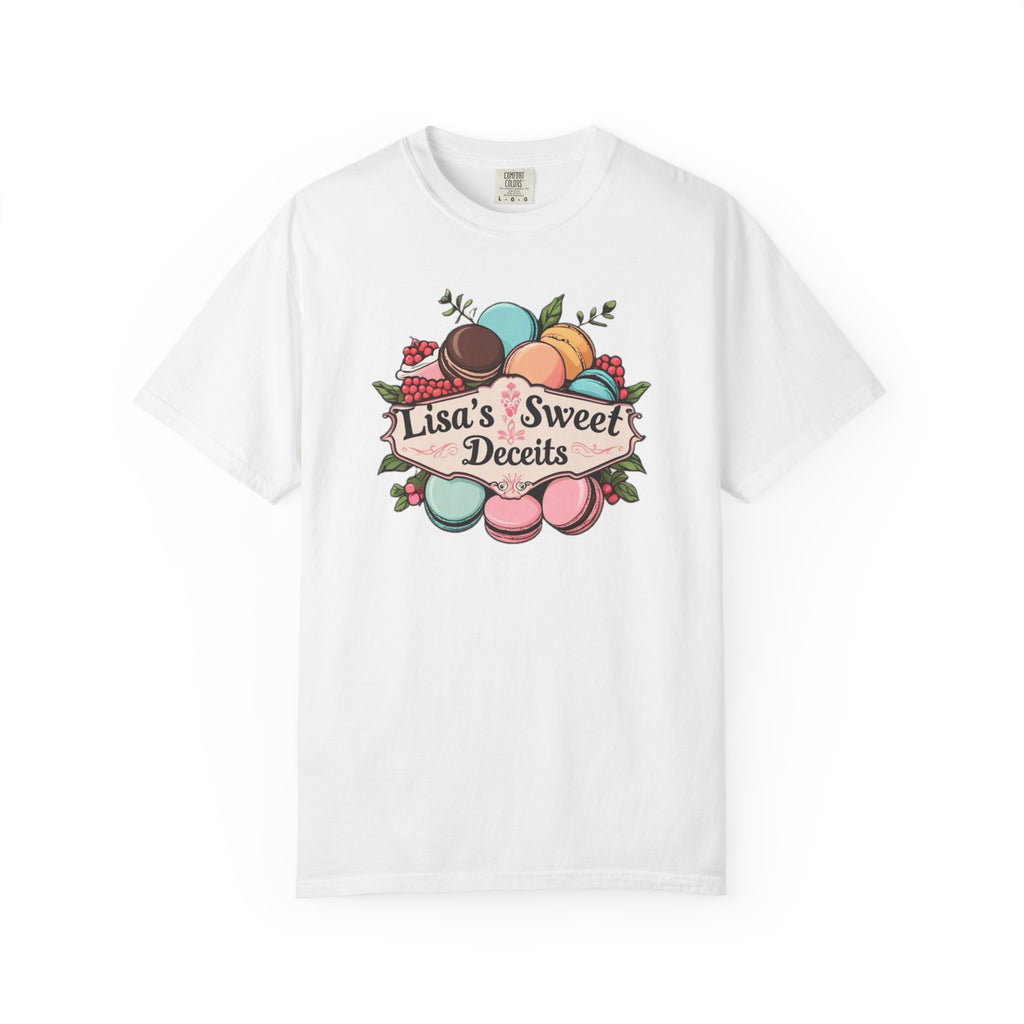 T-Shirt — "Lisa's Sweet Deceits" Macaron Bakery Graphic Tee