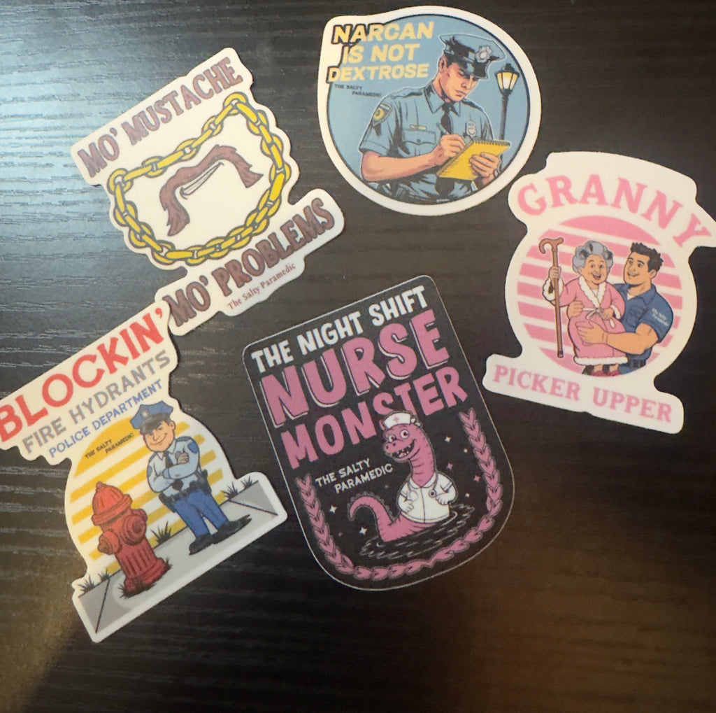 The Salty Paramedic Sticker Variety Pack (5 Stickers)